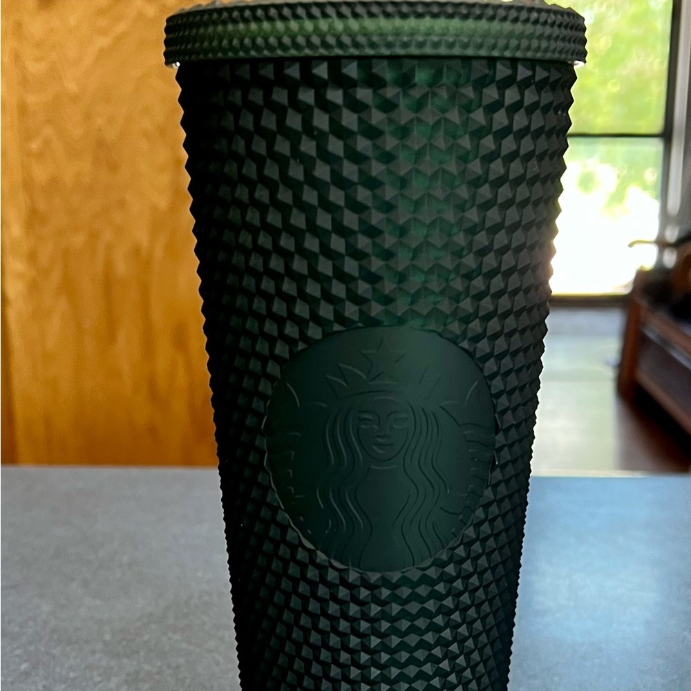 Starbucks Matte Dark Green Studded Tumbler. 24 oz w/straw